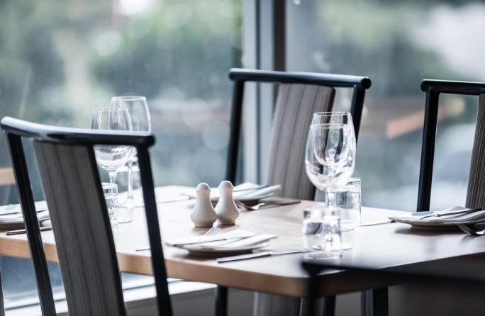 Table and chairs with a view